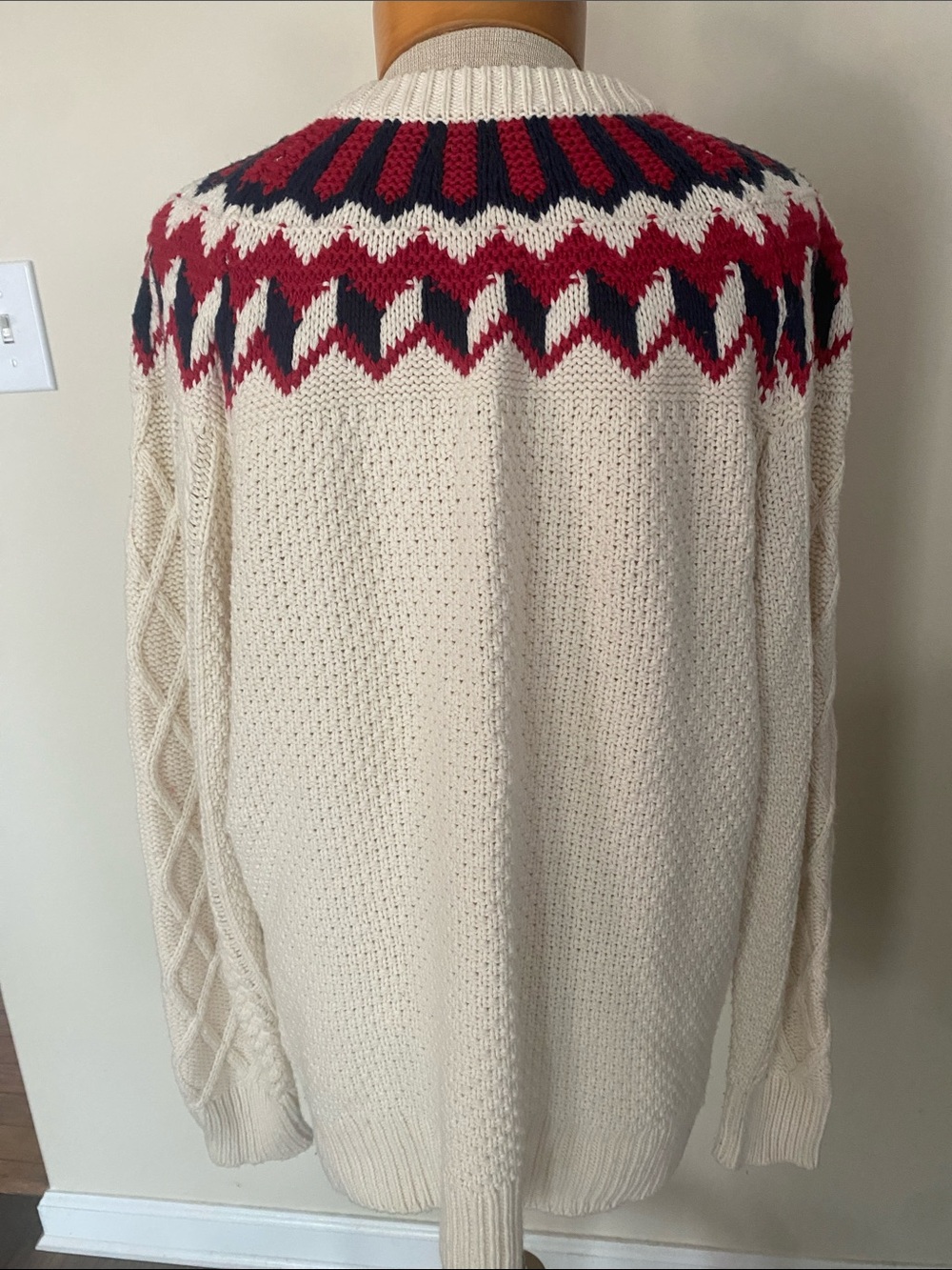 J.crew Cableknit Sweater With Fair Isle. Wool blend. Size L holiday winter warm. - Picture 4 of 8